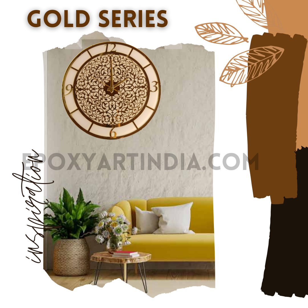 Urban Resin Wall Clock with Gold Acrylic fully handmade |EGC1|
