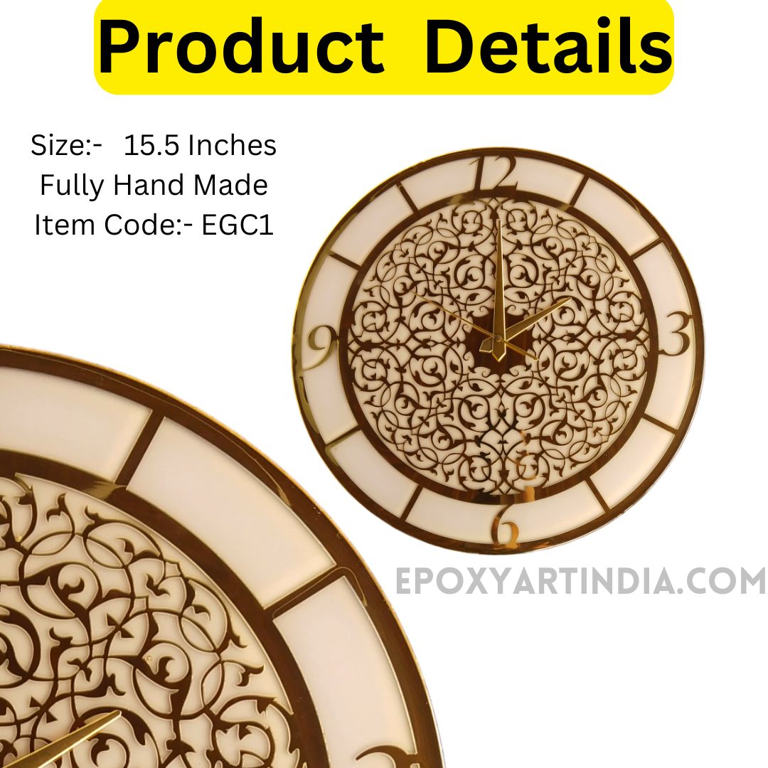 Urban Resin Wall Clock with Gold Acrylic fully handmade |EGC1|
