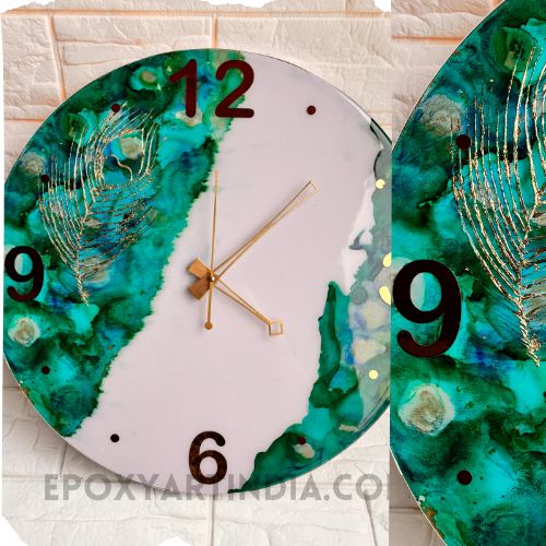 peacock feather design Wall resin Clock
