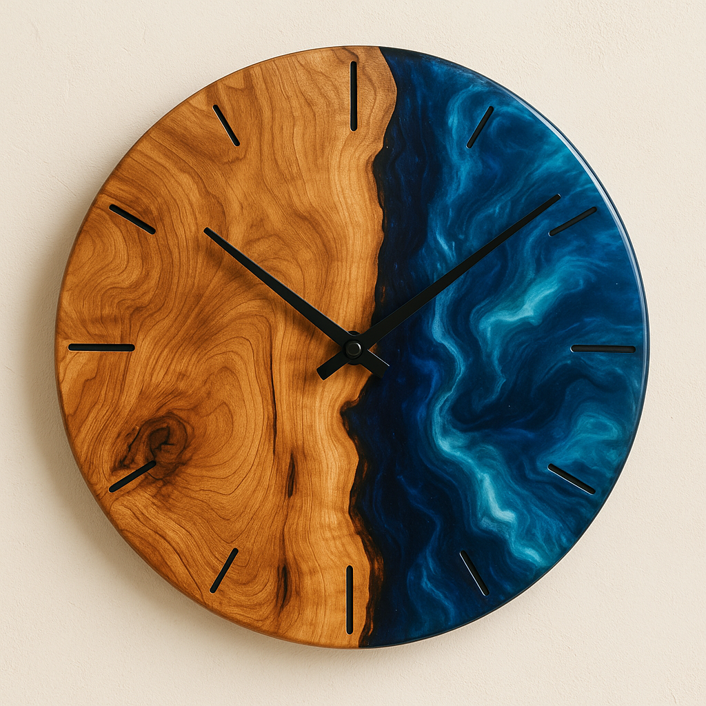 Wood with Resin Art Wall Clocks