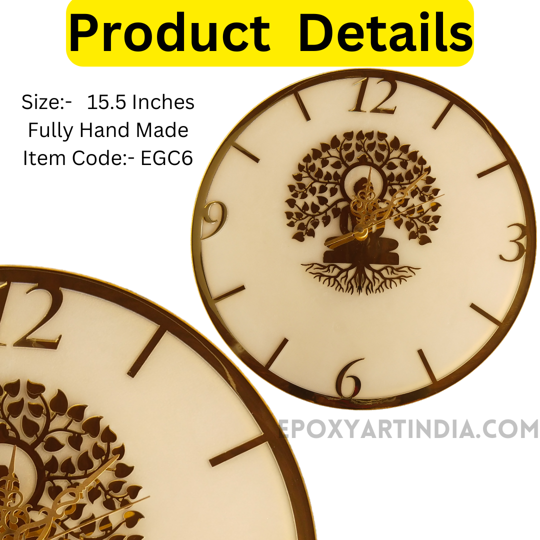 Urban Resin Wall Clock with Acrylic fully handmade |EGC6| pearl off white