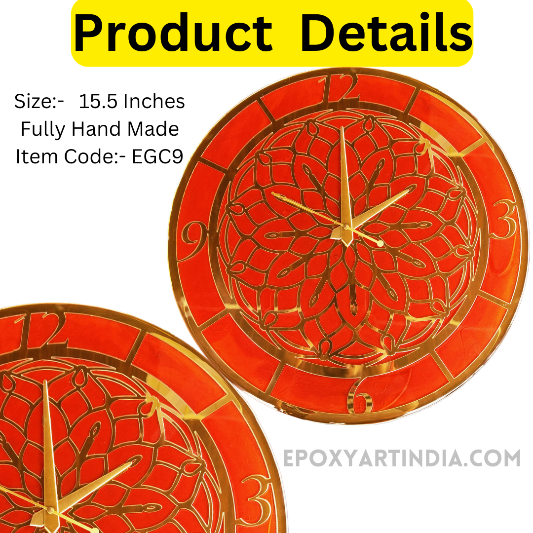 Urban Resin Wall Clock with Acrylic fully handmade |EGC9| Pearl royal red