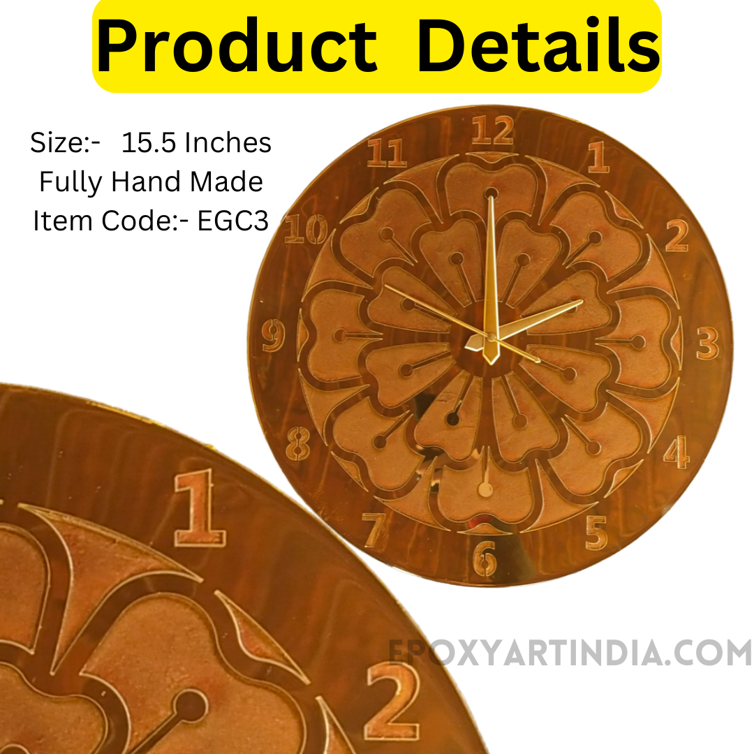 Urban Resin Wall Clock with Acrylic fully handmade |EGC3| pearl brown