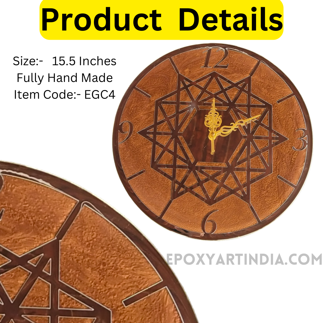 Urban Resin Wall Clock with Acrylic fully handmade |EGC4| pearl Brown