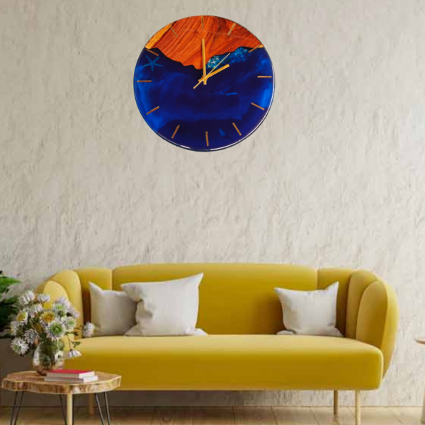 Deep Ocean Resin Art Wall Clock 15.5 inches - Image 2